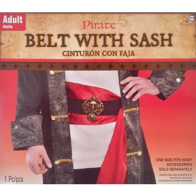 Pirate Belt with Red Sash & Skull Buckle Pk 1