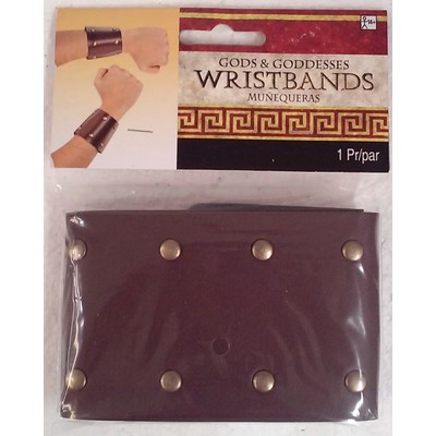 Roman Brown Wrist Bands with Gold Studs (1 Pair)