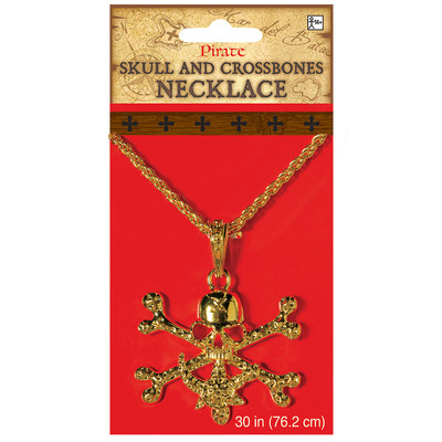 Pirate Skull & Cross Bones Gold Necklace