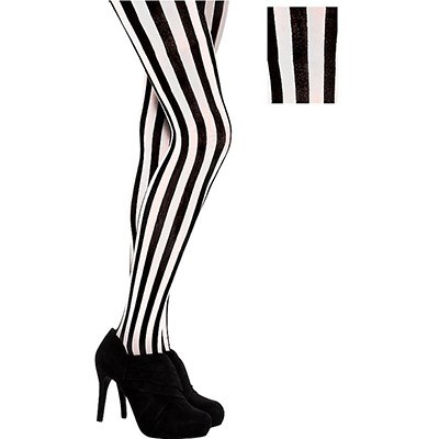 Black & White Vertical Stripe Tights Pk 1