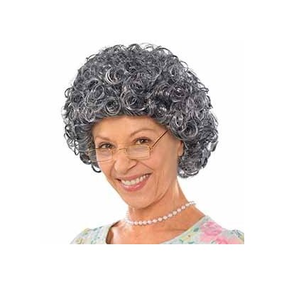 Grey Curly Granny Wig Pk 1