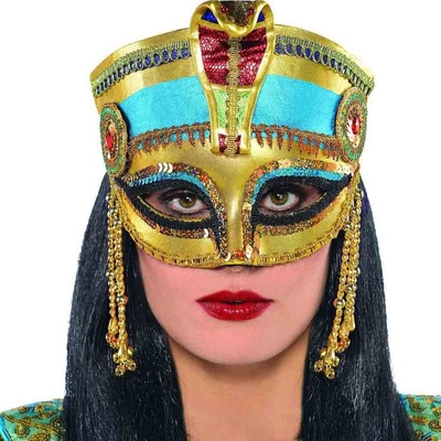 Gold Egyptian Goddess Eye Mask with Diamantes & Beads Pk 1