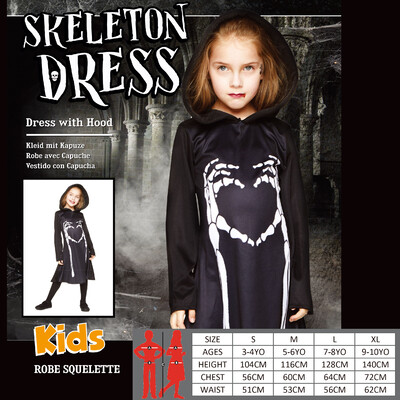 Child Skeleton Dress Halloween Costume (Large, 7-8 Years) Pk 1
