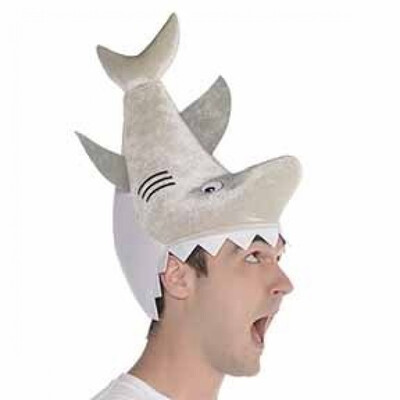 Grey & White Soft Shark Hat Pk 1