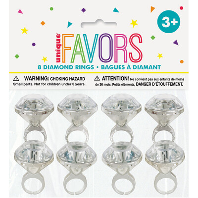 Plastic Diamond Ring Party Favours (Pk 8)