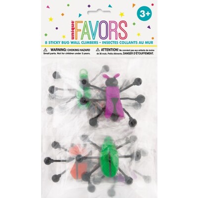 Party Favours - Assorted Sticky Bug Wall Climbers Pk 8