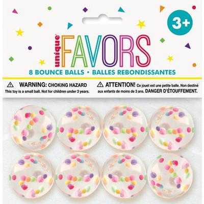 Party Favours - Confetti Bounce Balls Pk 8