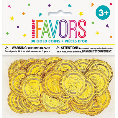 Gold Pirate Treasure Coins Party Favours (Pk 30)