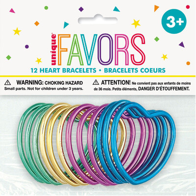 Plastic Heart Bracelets Party Favours (Pk 12)