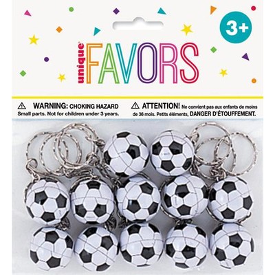 Party Favours - Soccer Ball Keychains Pk 12