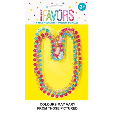 Bead Necklaces Party Favours (Pk 4)
