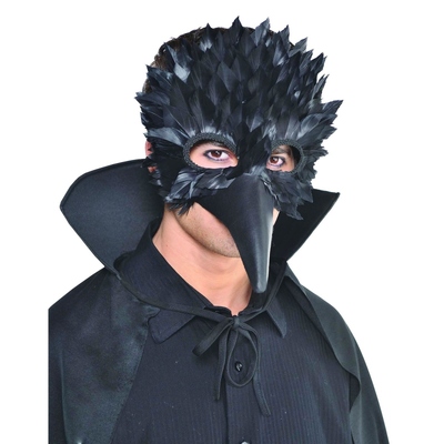 Halloween Black Crow Feather Masquerade Eye Mask 