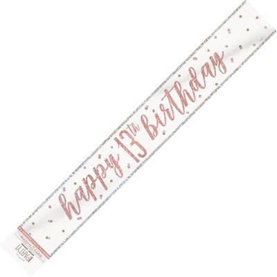 Rose Gold Happy 13th Birthday Foil Banner 2.74m