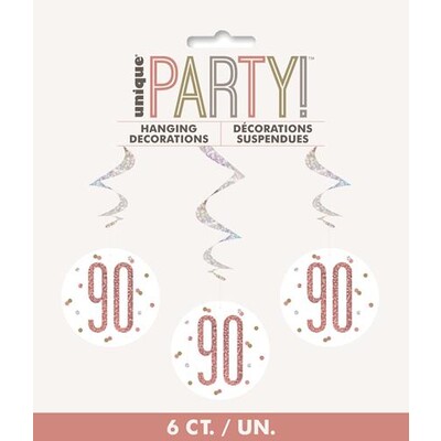 Prismatic Silver & Rose Gold 90 Hanging Swirl Decoration Pk 6