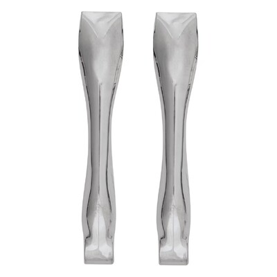 Electroplated Silver Plastic Tongs Pk 2