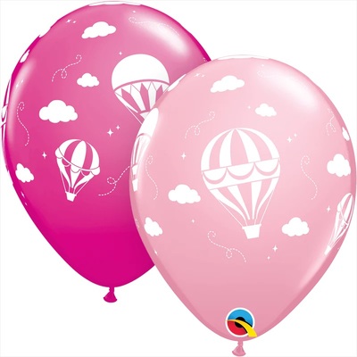 Mixed Pinks Hot Air Balloon Latex Balloons (Pk 10)