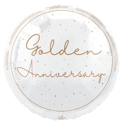 Gold 50th Anniversary Foil Balloon 45cm | Golden Wedding Anniversary Balloon