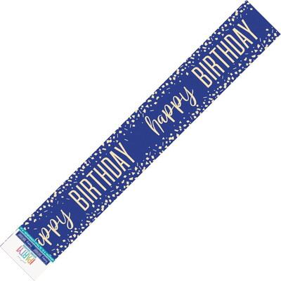 Happy Birthday Blue & Gold Foil Banner 2.74m