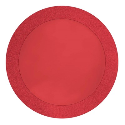 Round Red Place Mats with Glitter Border (14in) Pk 8