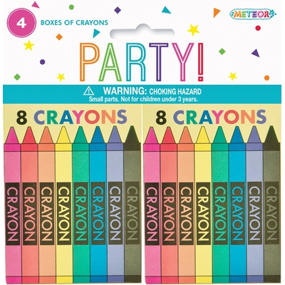 Boxes of 8 Crayons Party Favours (Pk 4)