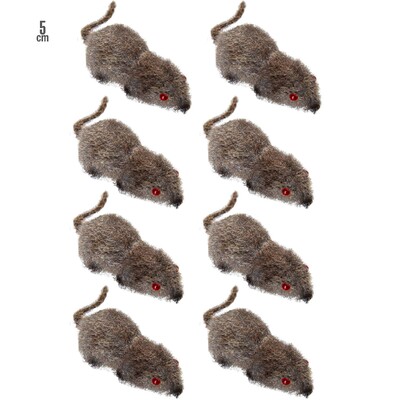 Flocked Hairy Mouse Mice Halloween Decoration 5cm Pk 8 