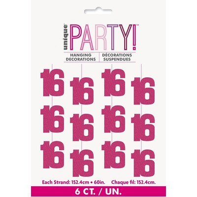 Pink 16 Hanging String Decoration Pk 6