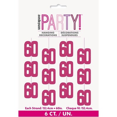 Pink 60 Hanging String Decoration Pk 6