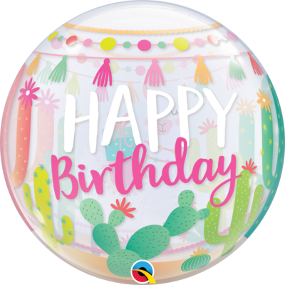 Happy Birthday Llama Bubble Balloon (22in.) Pk 1 (1 BALLOON ONLY)