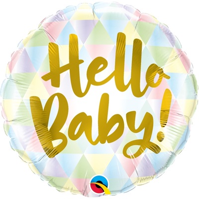 Gold & Pastel Hello Baby Foil Balloon (18in, 46cm) 