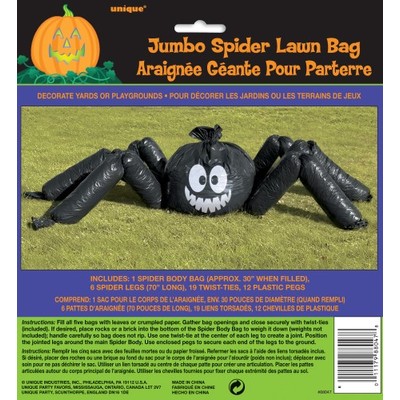 Halloween Jumbo Spider Lawn Bag Decoration (1.7m) Pk 1