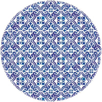 Mediterranean Blue & White Round Paper Plates 17cm (Pk 8)