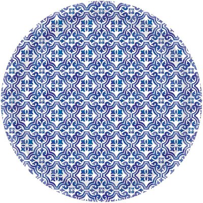 Mediterranean Blue & White Round Paper Plates 23cm (Pk 8)