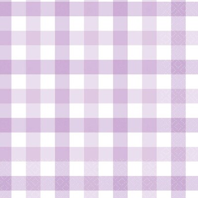Pastel Purple Gingham Paper Lunch Napkins Pk 16