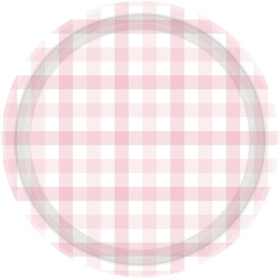 Pastel Pink Gingham Paper Plates 7in Pk 8