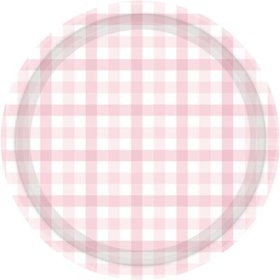 Pastel Pink Gingham Paper Plates 9in Pk 8