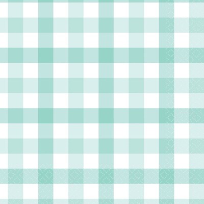 Pastel Mint Green Gingham Paper Lunch Napkins Pk 16