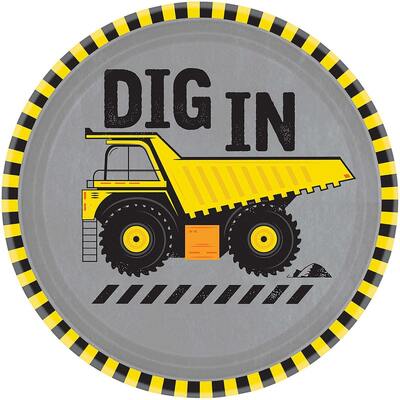 Big Dig Construction Paper Plates Small Pk 8