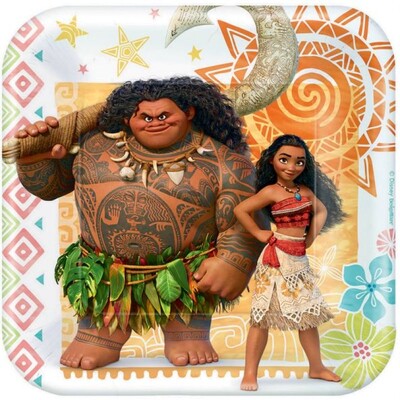 Moana Square 7in Paper Plates Pk 8