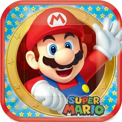 Super Mario Bros Square 9in Paper Plates Pk 8