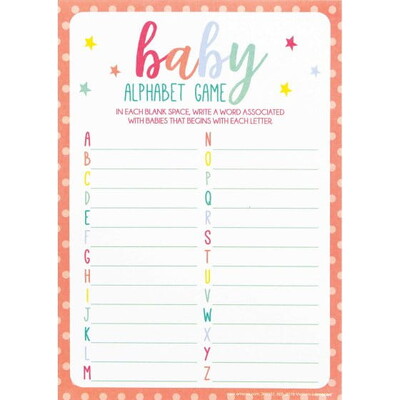 Baby Shower Alphabet Word Game Up To 24 Players
