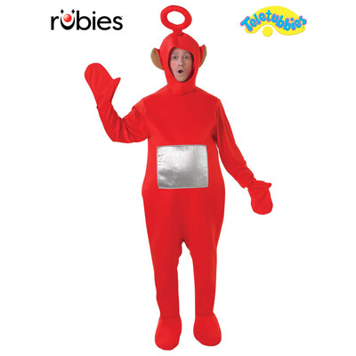 Teletubbies Po Adult Unisex Costume Standard – Red Bodysuit with 3D Headpiece