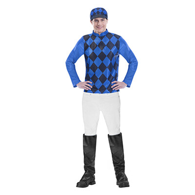 Adult Male Blue & Black Jockey Costume (Medium) Pk 1