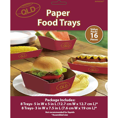 QLD Maroons State of Origin Meat Pie & Hot Dog Trays Pk 16 