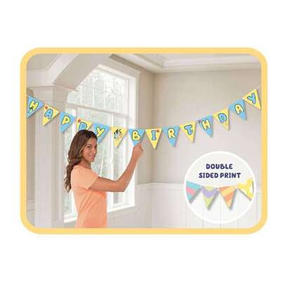 Bluey Happy Birthday Double Sided Bunting Banner (4.57m) Pk 1