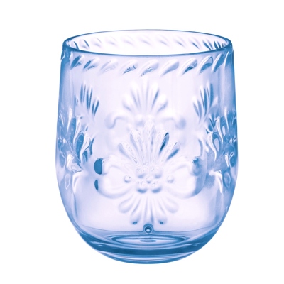 Boho Vibes Blue Embossed Stemless Wine Glass 414ml (Pk 1)