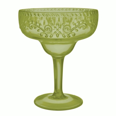 Boho Vibes Green Embossed Margarita Glass 561ml (Pk 1)