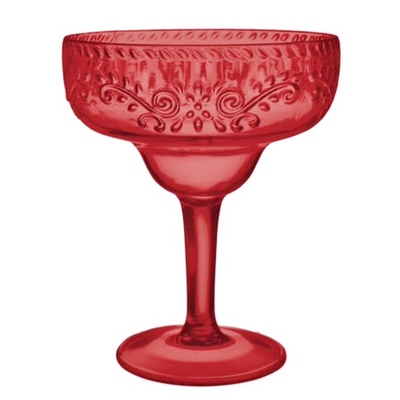 Boho Vibes Red Embossed Margarita Glass 561ml (Pk 1)