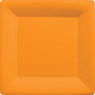Pumpkin Orange 7in Square Paper Plates Pk 20