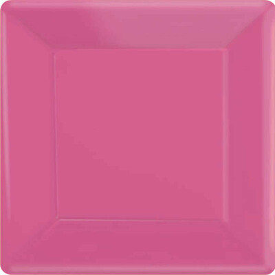 Bright Pink 7in Square Paper Plates Pk 20