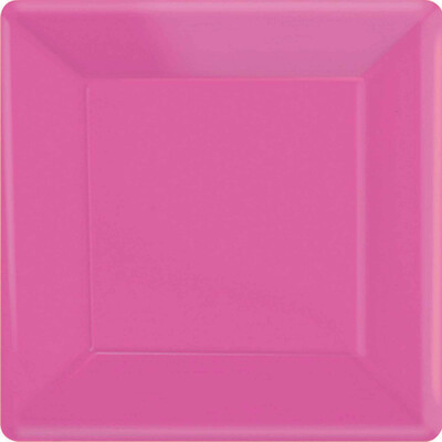 Bright Pink 9in Square Paper Plates Pk 20